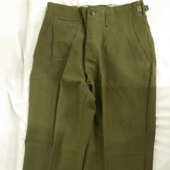 NEW OLD STOCK KOREAN WAR szSMALL/REGULAR OG 108 WOOL OD FIELD TROUSERS JJ 988 - Picture 1 of 12